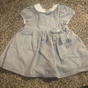 Gray Puff Sleeve Sundress with Peter Pan Collar